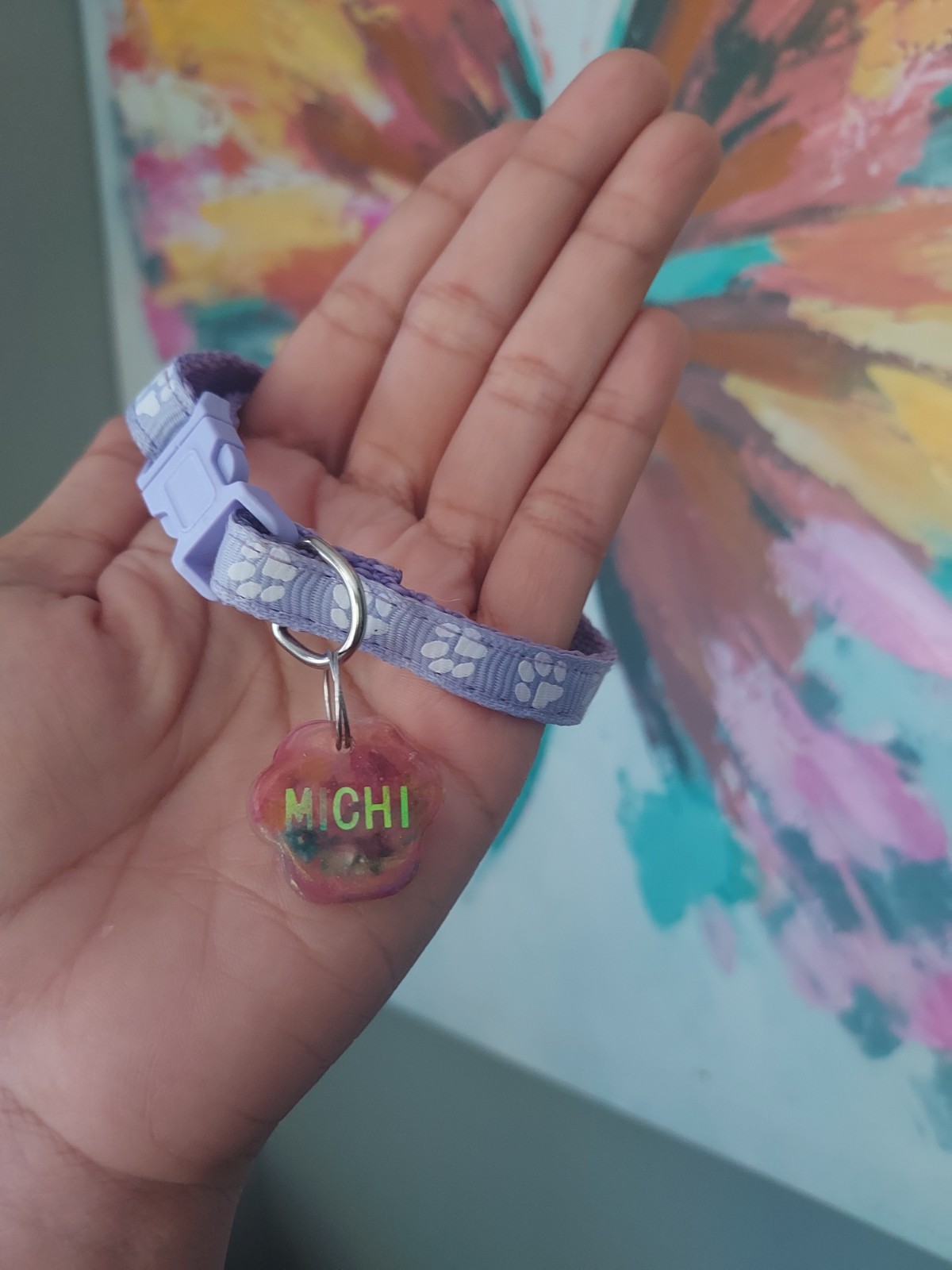 Collar personalizado para mascotas flores secas