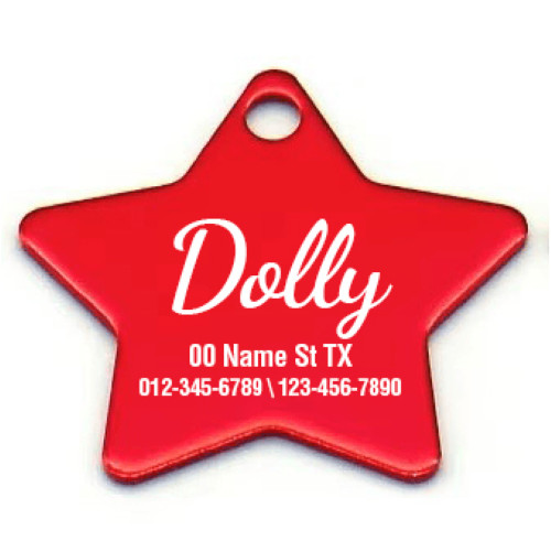 Custom Star Aluminum Pet ID Tag Engraved Placa Estrella Perro Gato 2 Sizes USA