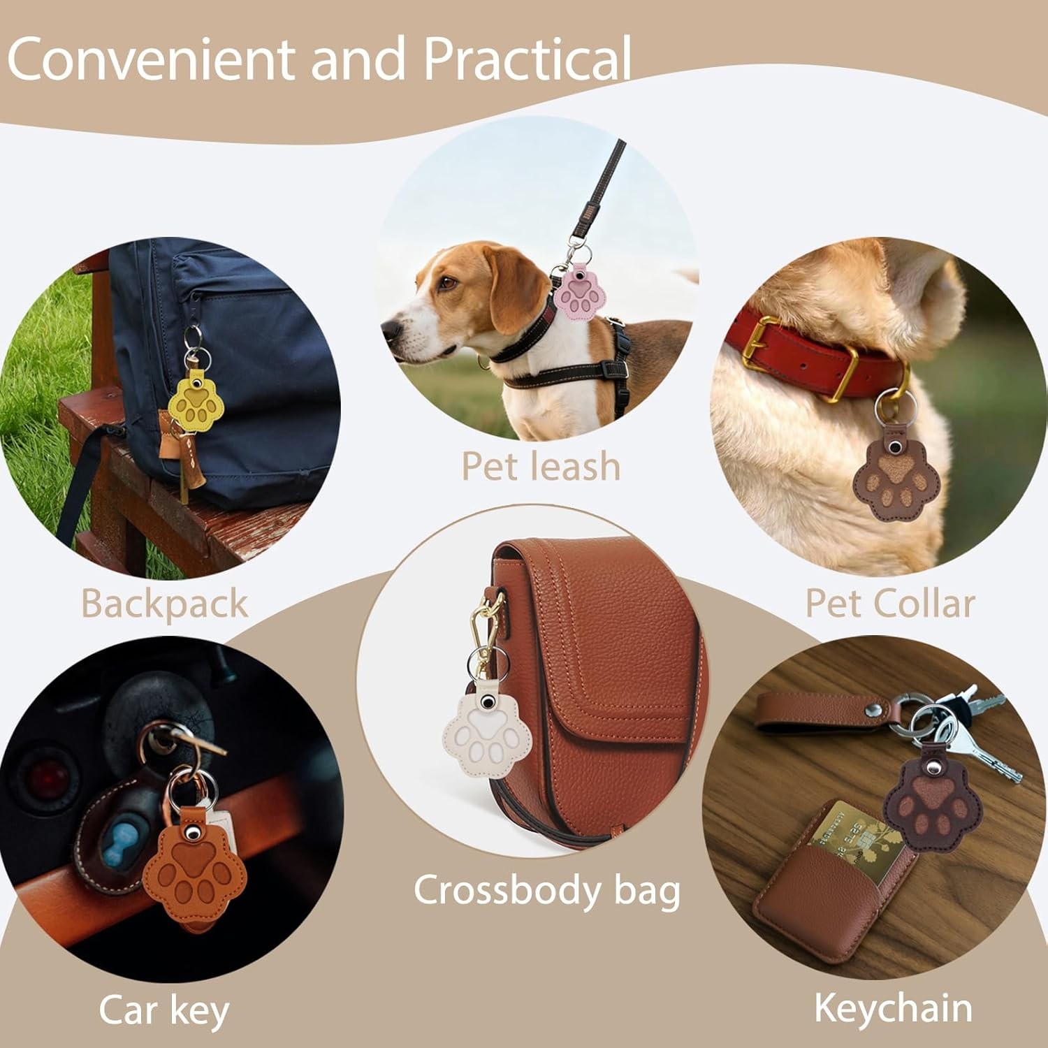 Pet Hair Keychain 4PCS – Pet Fur Keepsake Memorial Paw Keychain Leather Cat Fur