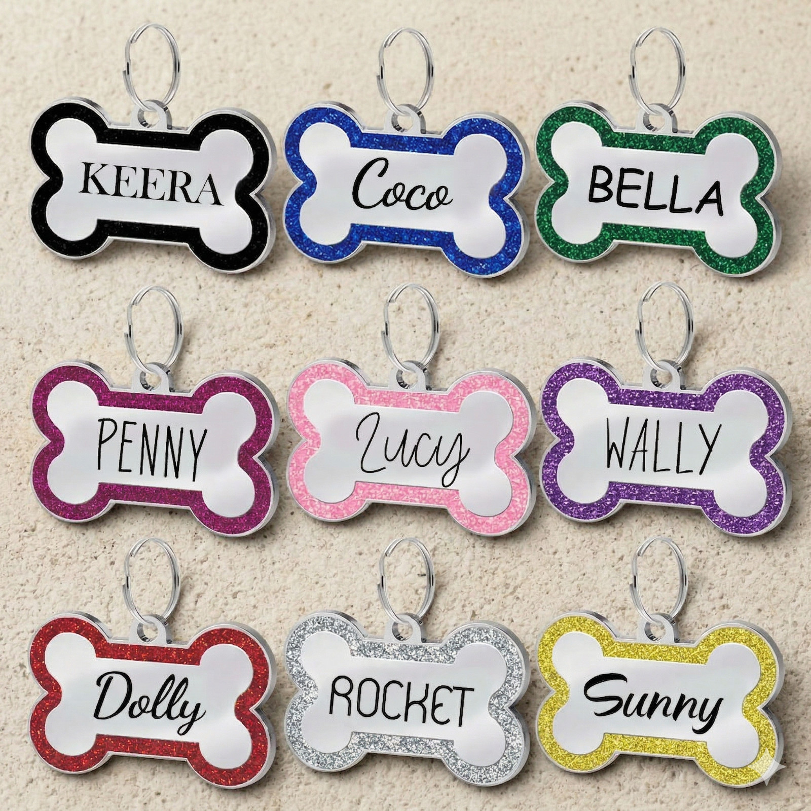 Custom Bone Large Dog Tag Placa ID Perro Grande Deep Engraved Stainless USA