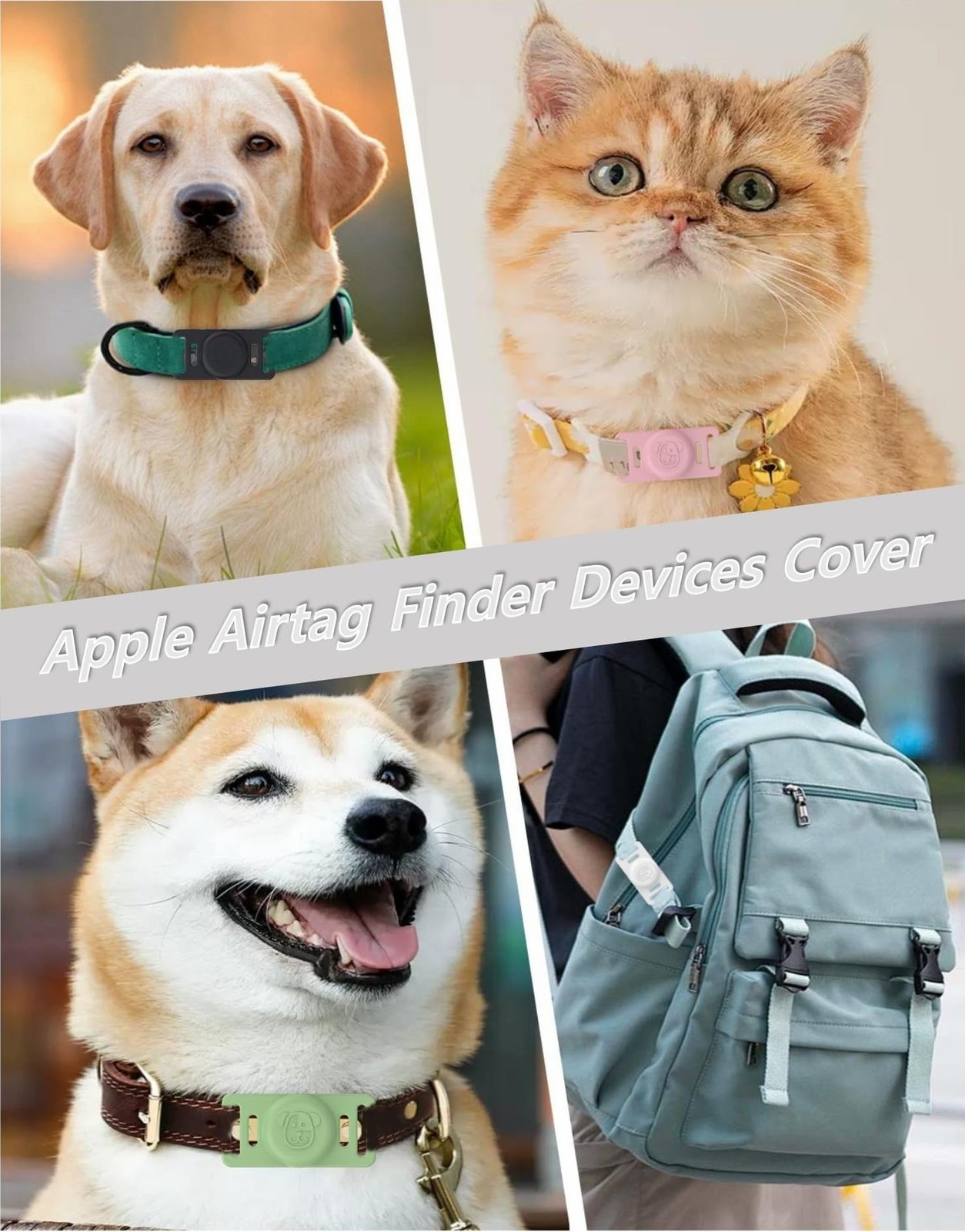 4 Pack Air Tags Dog Collar Holder,Waterproof Silicone Protective Cover for Ap…