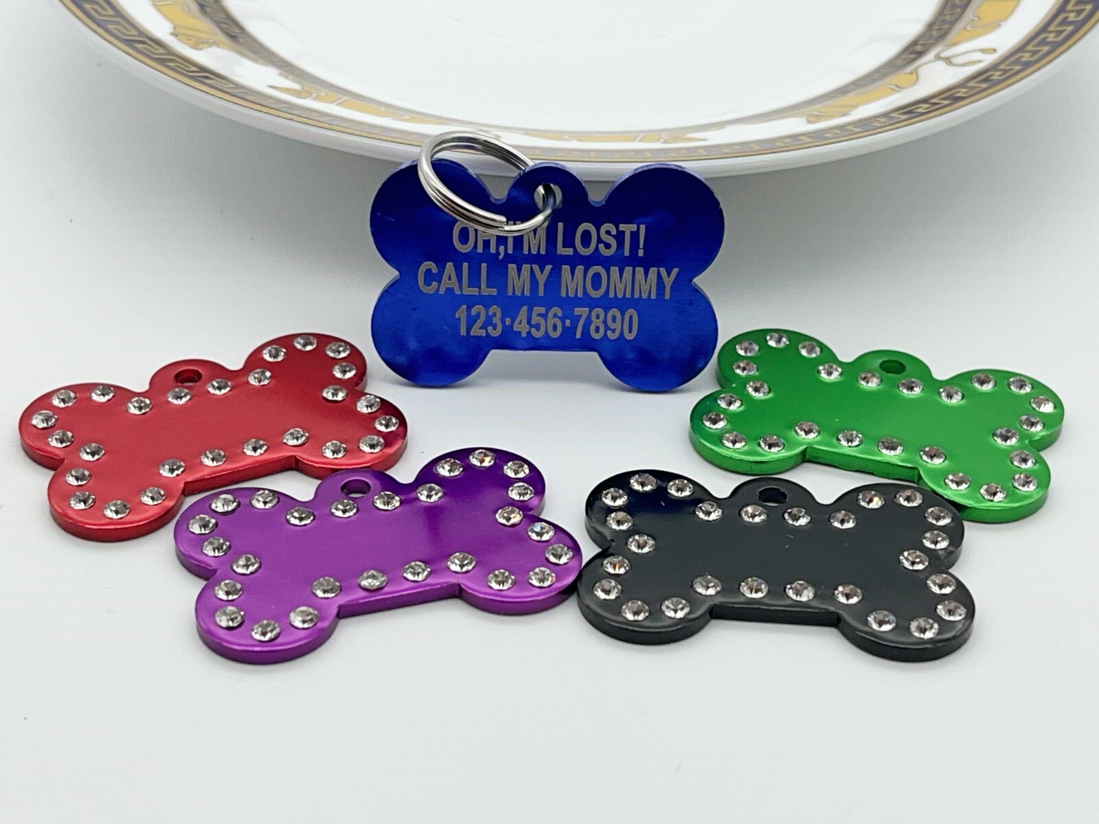 PAWPAW TAGS Dog Cat ID Tags Personalized Pet ID Tags 2sides Engraved Bone Shape