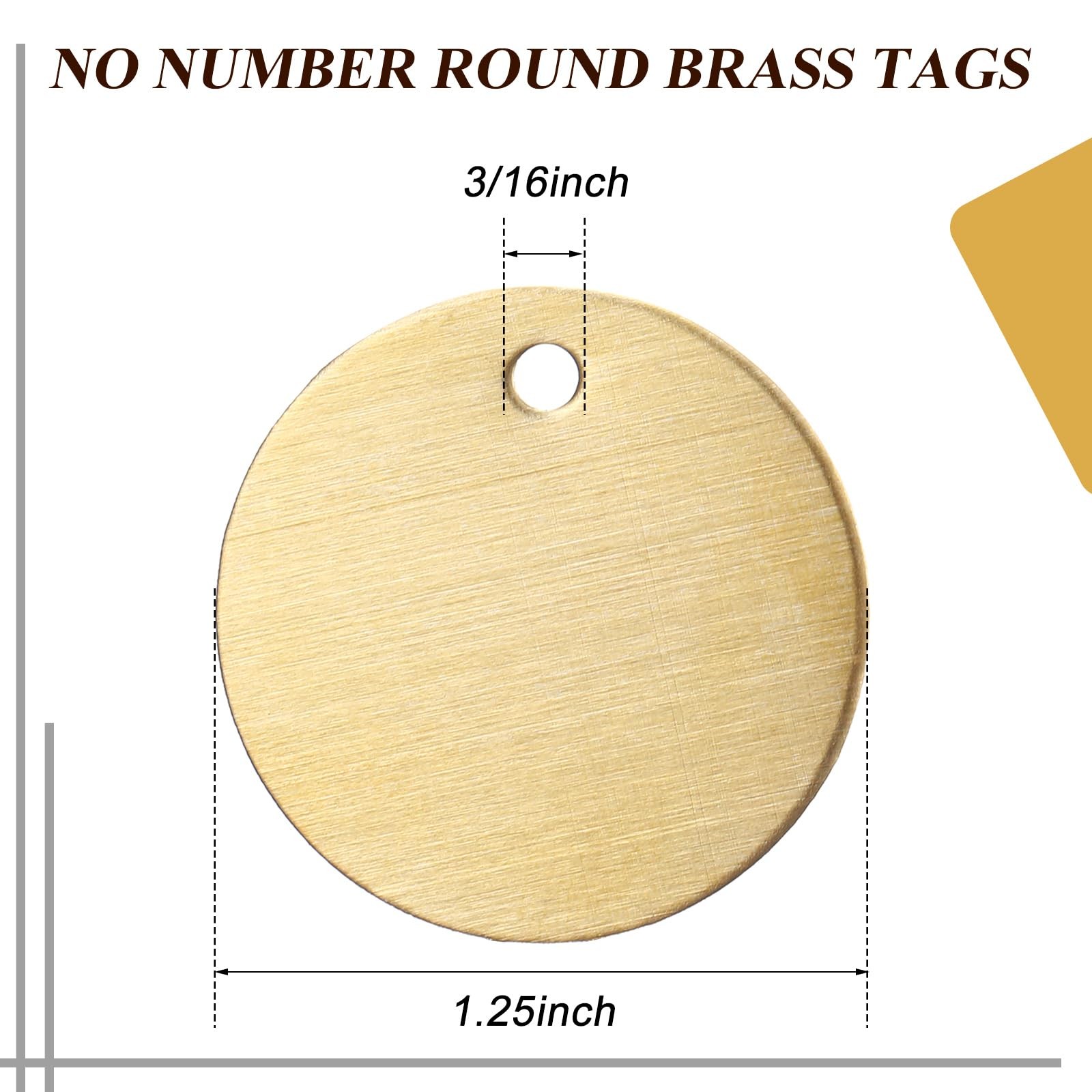 1.50 Inch Solid Brass Tags for Stamping, Round Golden Blank Brass Tag with Ho…