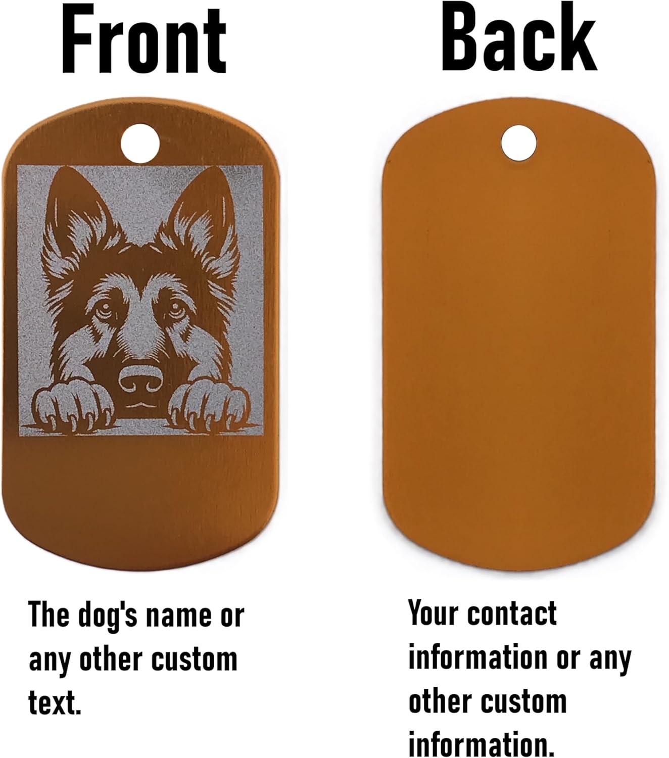 Military Style Customized German Shepherd Dog ID Tag – Name Tag for Pet Collar