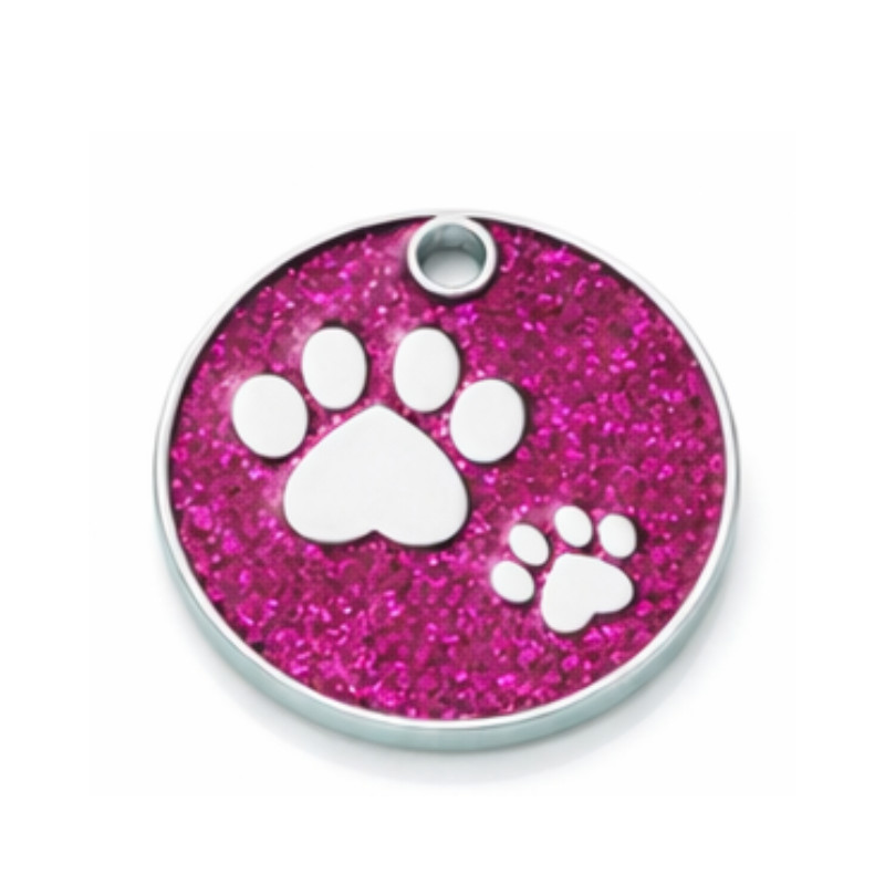 PET ID TAG CUSTOM ENGRAVED PERSONALIZED DOG CAT NAME TAGS Glitter PAW DOG TAG