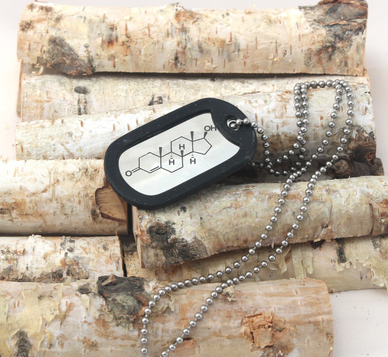 Testosterone Molecule Dog Tag – “Self Made” Dog Tag Necklace – Trans Pride Gift