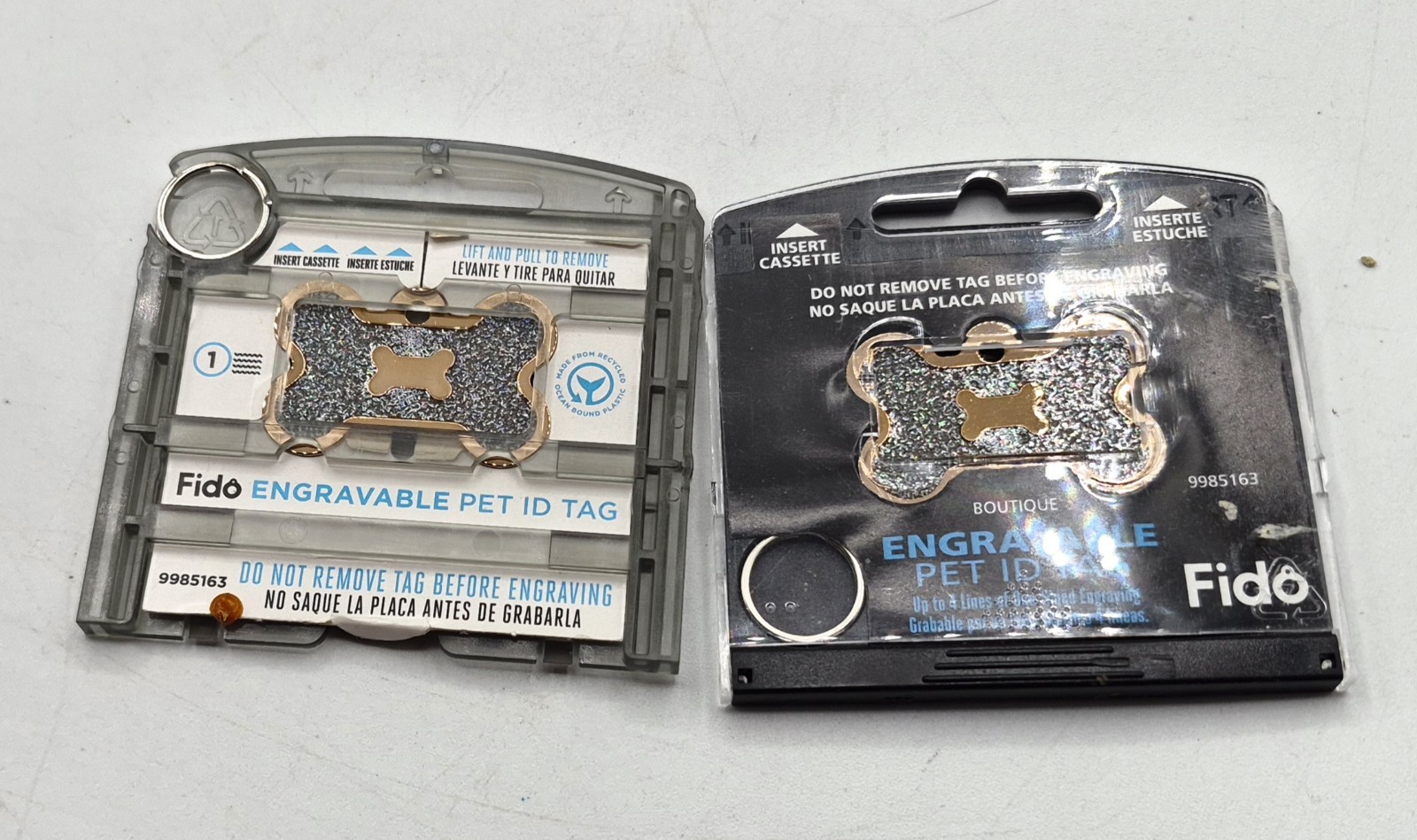 2 × FIDO Engravable Metal Pet I.D. Tag Boutique Dog Bone
