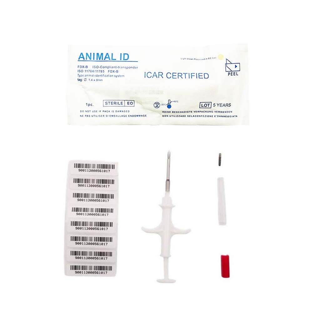 20 Pack 2.12x12mm Universal Microchip, ISO, FDX-B, Pet ID Tags, Dog, Cat, Pig