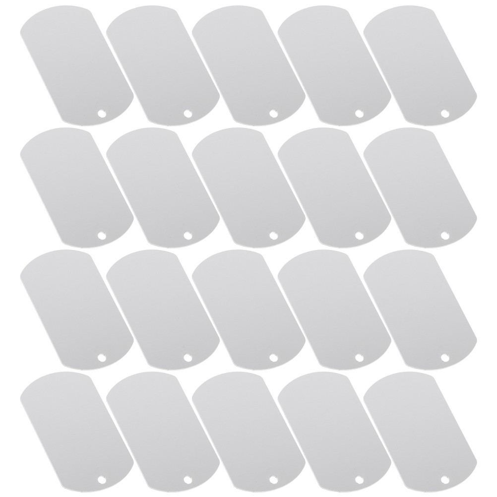20Pcs Reusable Aluminum Pet Id Tags Blank Dog Tags Silver for Engraving