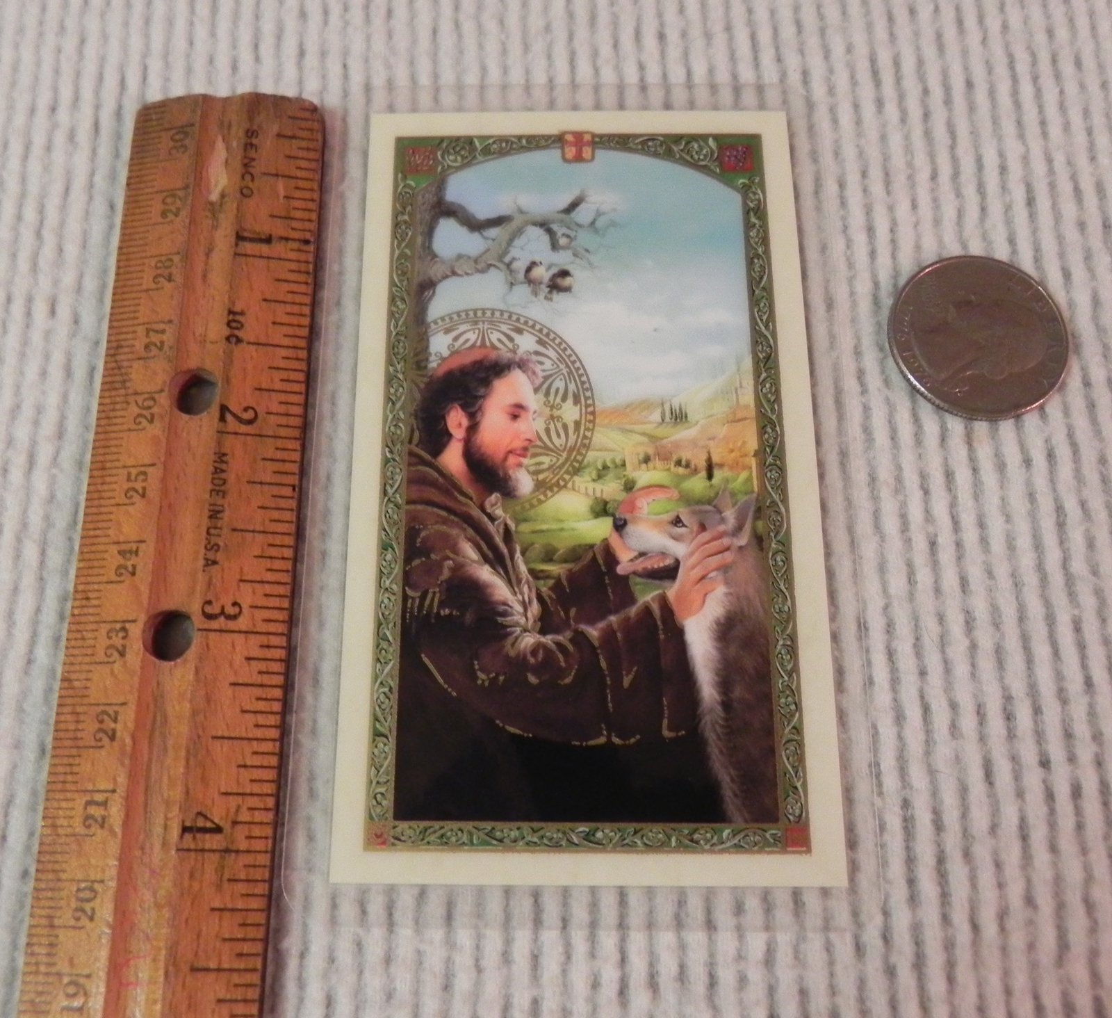 St Francis Dog Tag & Lam Holy Card Gift Medal w Prayer Collar Pets Animals Wolf