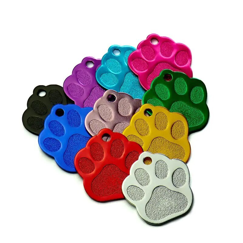 Personalized Anodized PAW Aluminum Pet ID Tags Collars Custom For Dog Cat