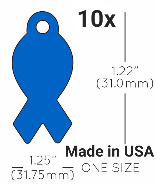 10x Anodized Aluminum Pet ID Tag Blank Ribbon Blue Made in USA (Lead Free)