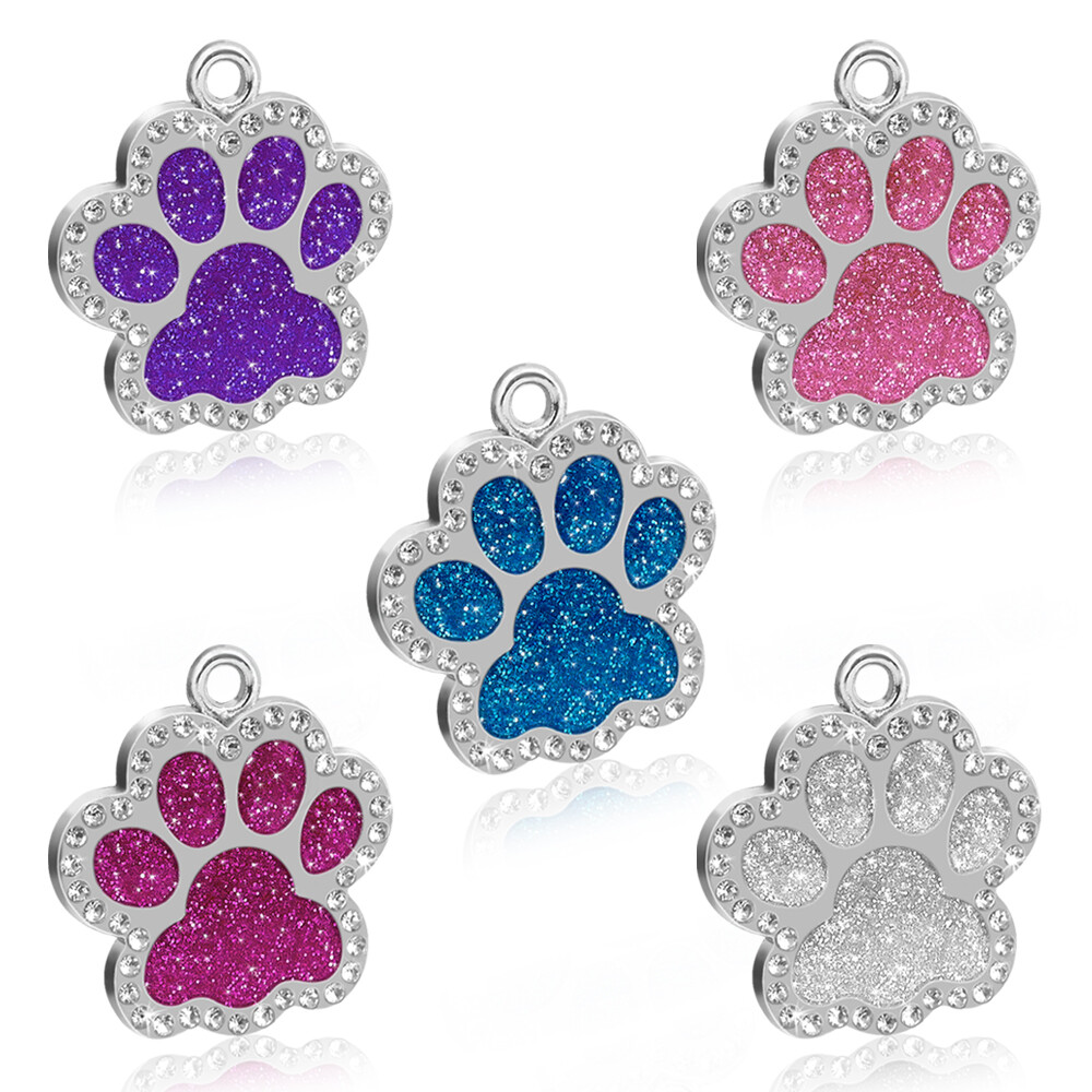 Glitter Paw Personalized Dog Tag Small Dogs Puppy Kitten ID Name Engraved Tags