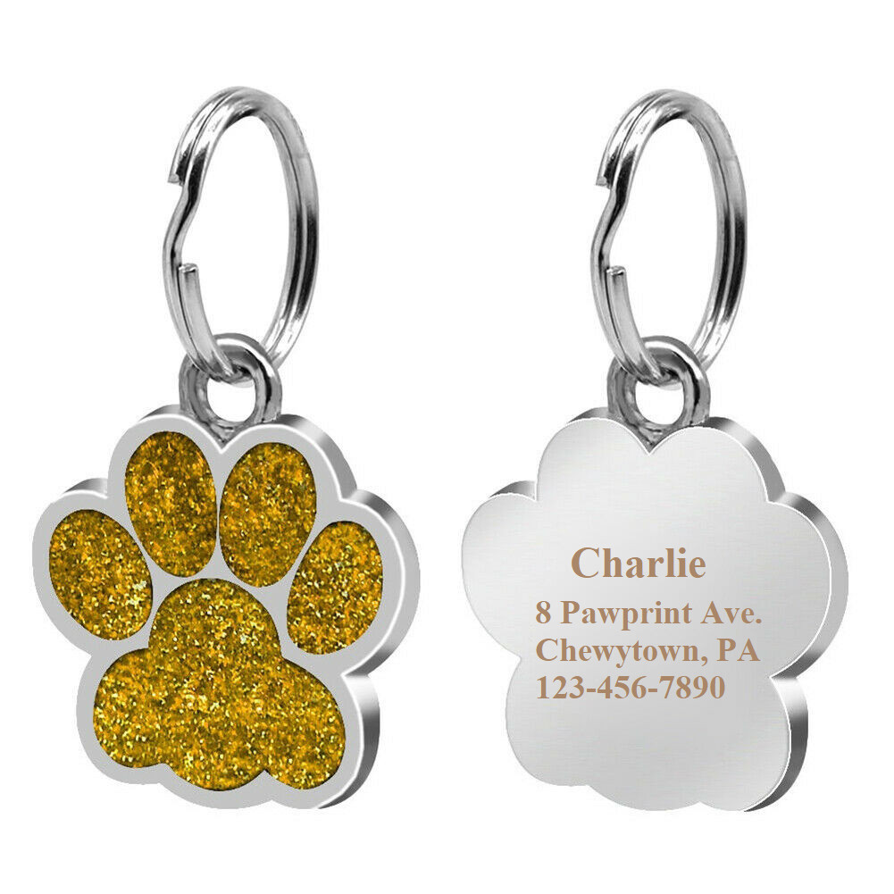 Paw Laser Custom Engraved Dog Cat Tag Personalized with Free Split Ring