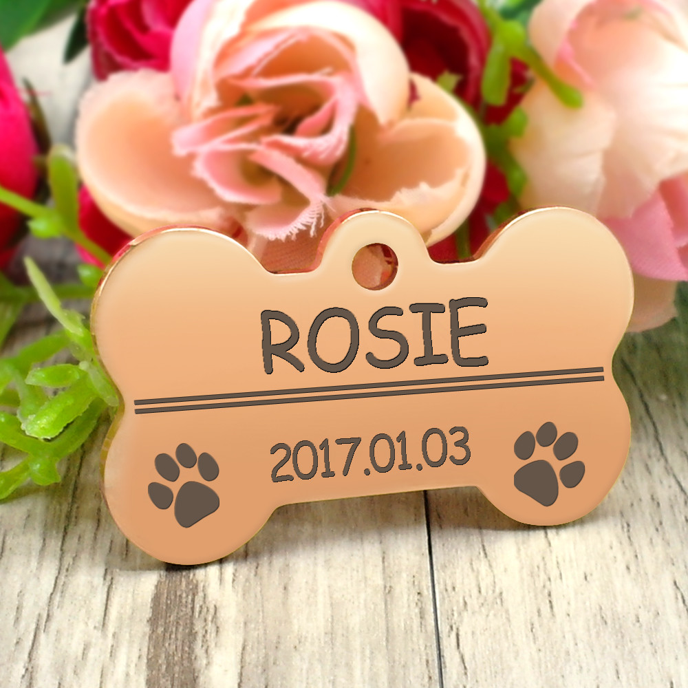 Bone Shape Dog Tags Personalized Engraved Pet Puppy ID Name Tag with 4 Colors
