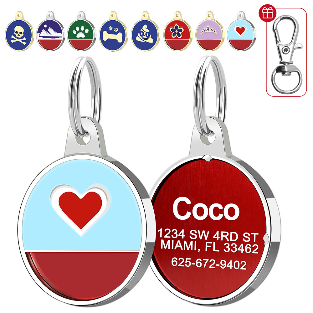 Fashion 8 Patterns Personalized Dog ID Tags Pet Puppy Cat Name Address Engraved