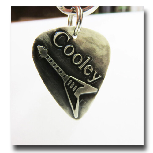 Guitar Pick Pet ID Dog Name Tag Free Engraving Brass Copper Nickel SIlver