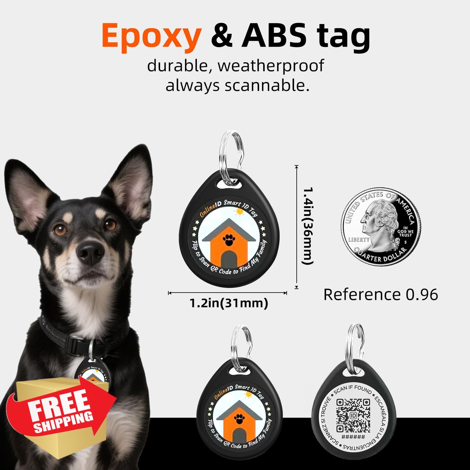 1 Pack QR Pet ID Tag Dog, Personalized with Profile, Blue, L