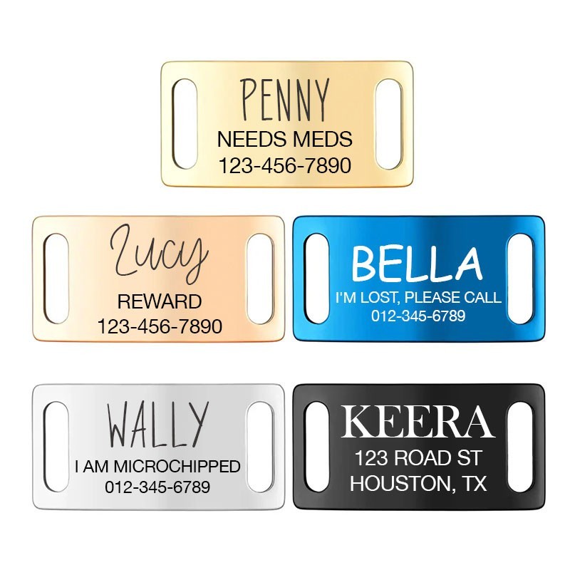 Custom Engraved Easy-On Slide On Dog Tag for Collars – Pet Tags Silent No-Jingle