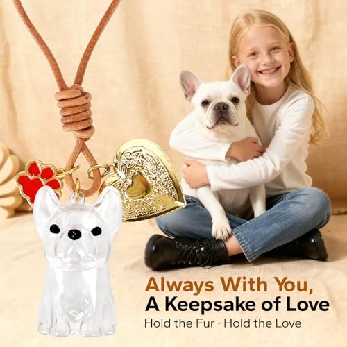 French Bulldog Dog Hair Keychain Pet Memorial Fur Keepsake
