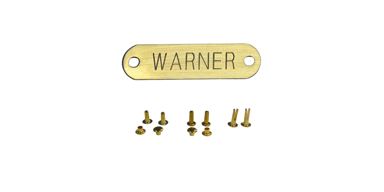 WARNER BRASS DOG TAG FOR DOG COLLAR with 3 SET OF RIVET * BRASS PET ID TAG