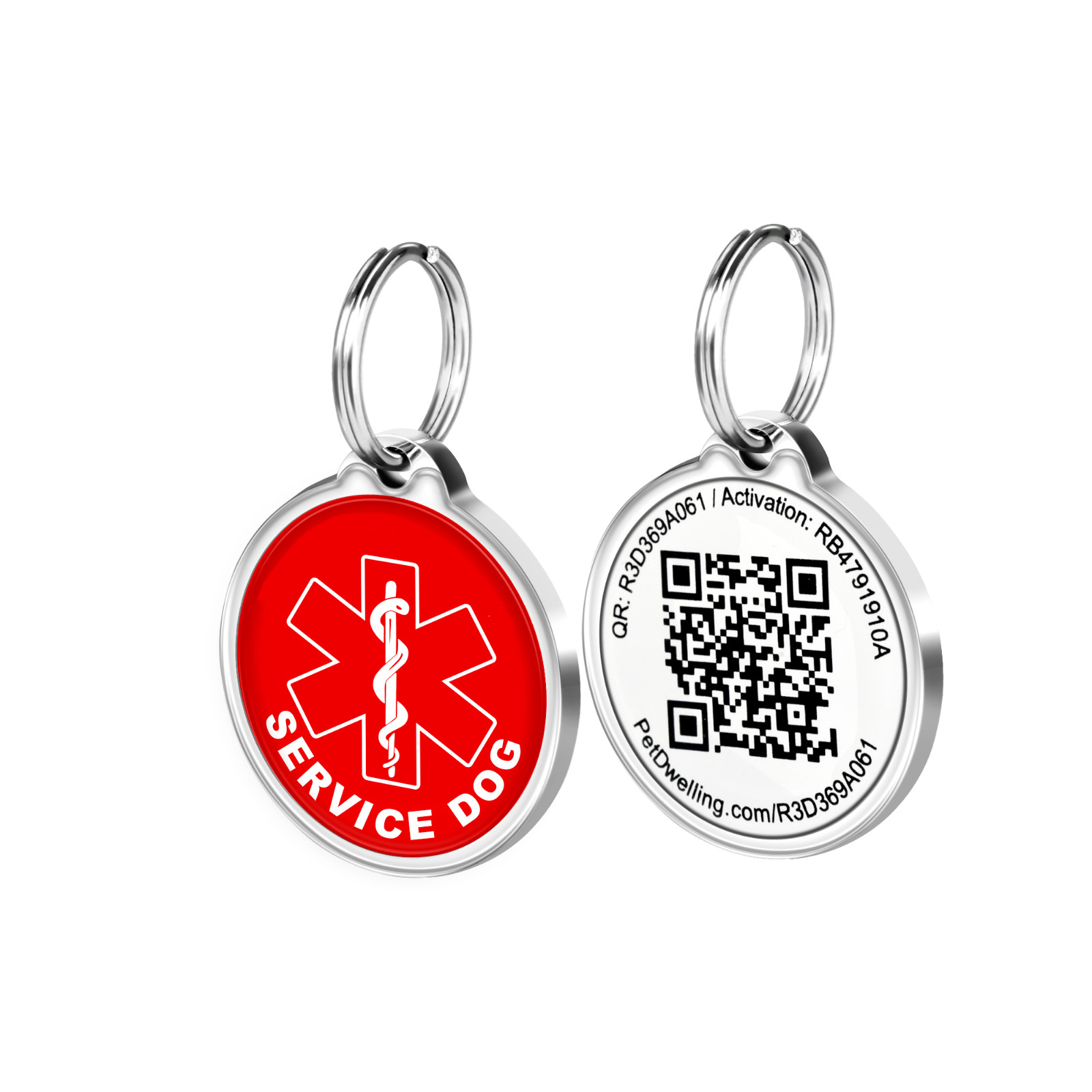 Pet Dwelling Advanced Service Dog ID Tag- Online Profile- Instant Scan GPS Alert