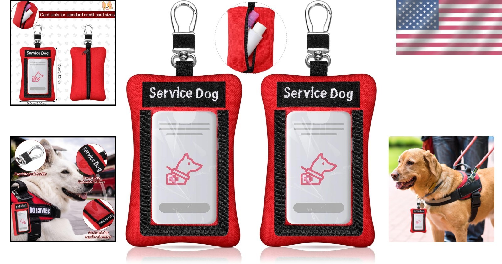Convenient 2-Pack Service Dog ID Holders – Clip-On Design & Pouch Storage