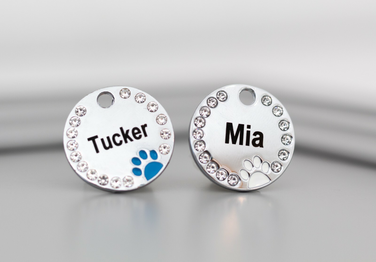 Custom crystals Pet ID Tag Personalized Rhinestones Cat Dog Tag Sparkling Paw