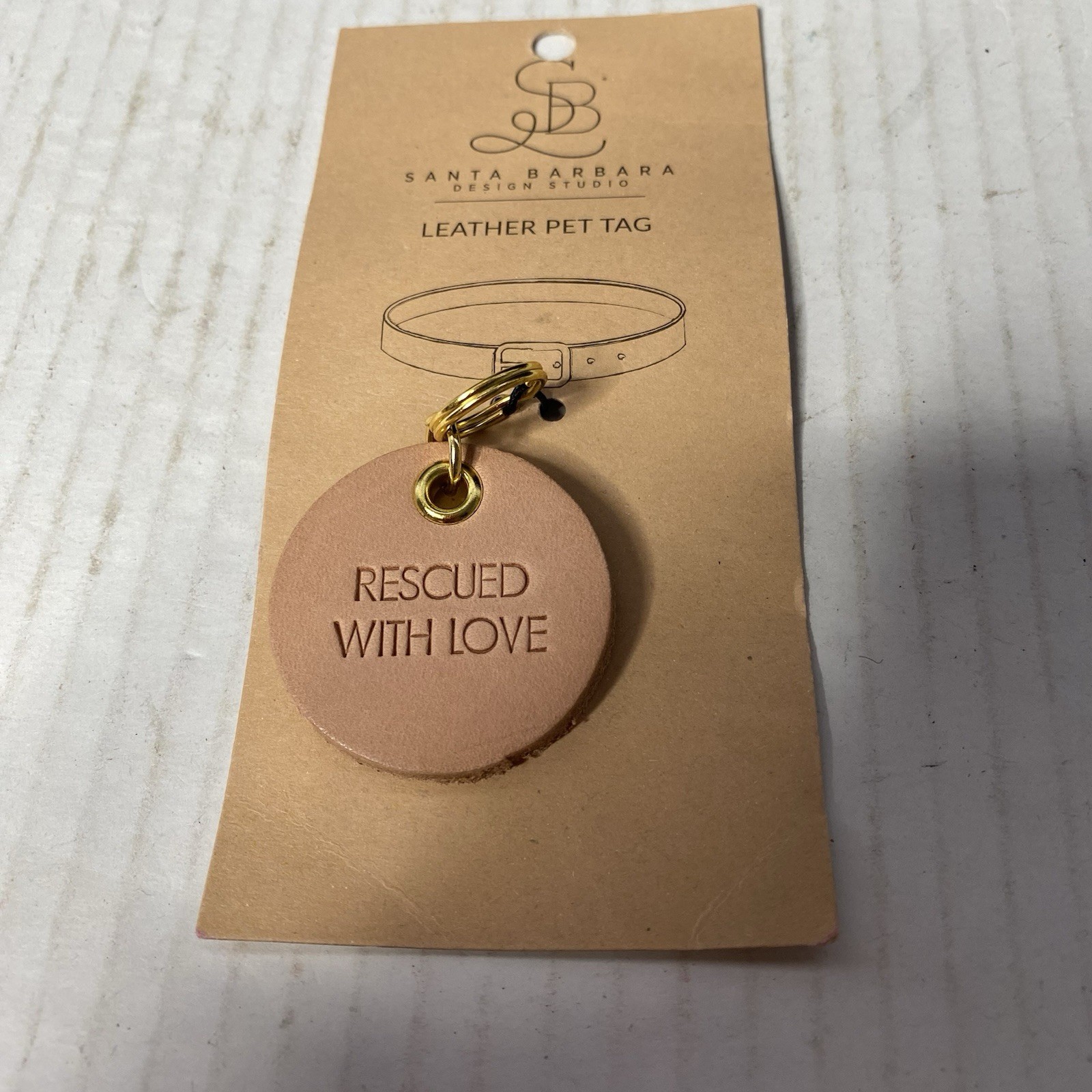 Rescued With Love Leather Pet Tag Dog Cat Animal