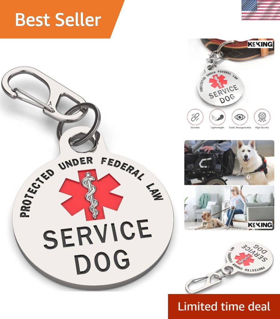 Durable 1.25 Inch Double-Sided Dog ID Tag – Red Medical Alert & Personalization