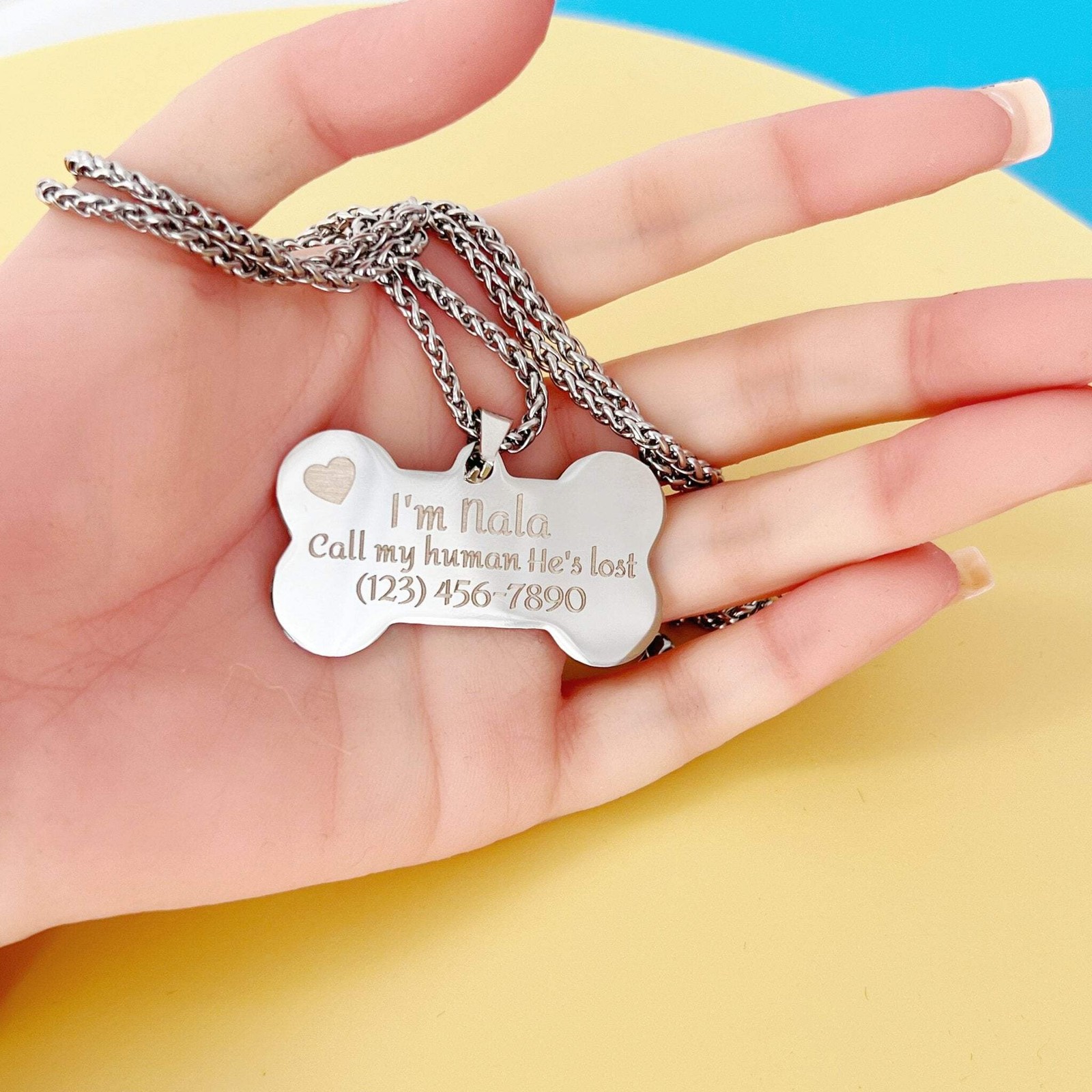 Personalized Bone Shaped Dog Tag – Stainless Steel Pet ID