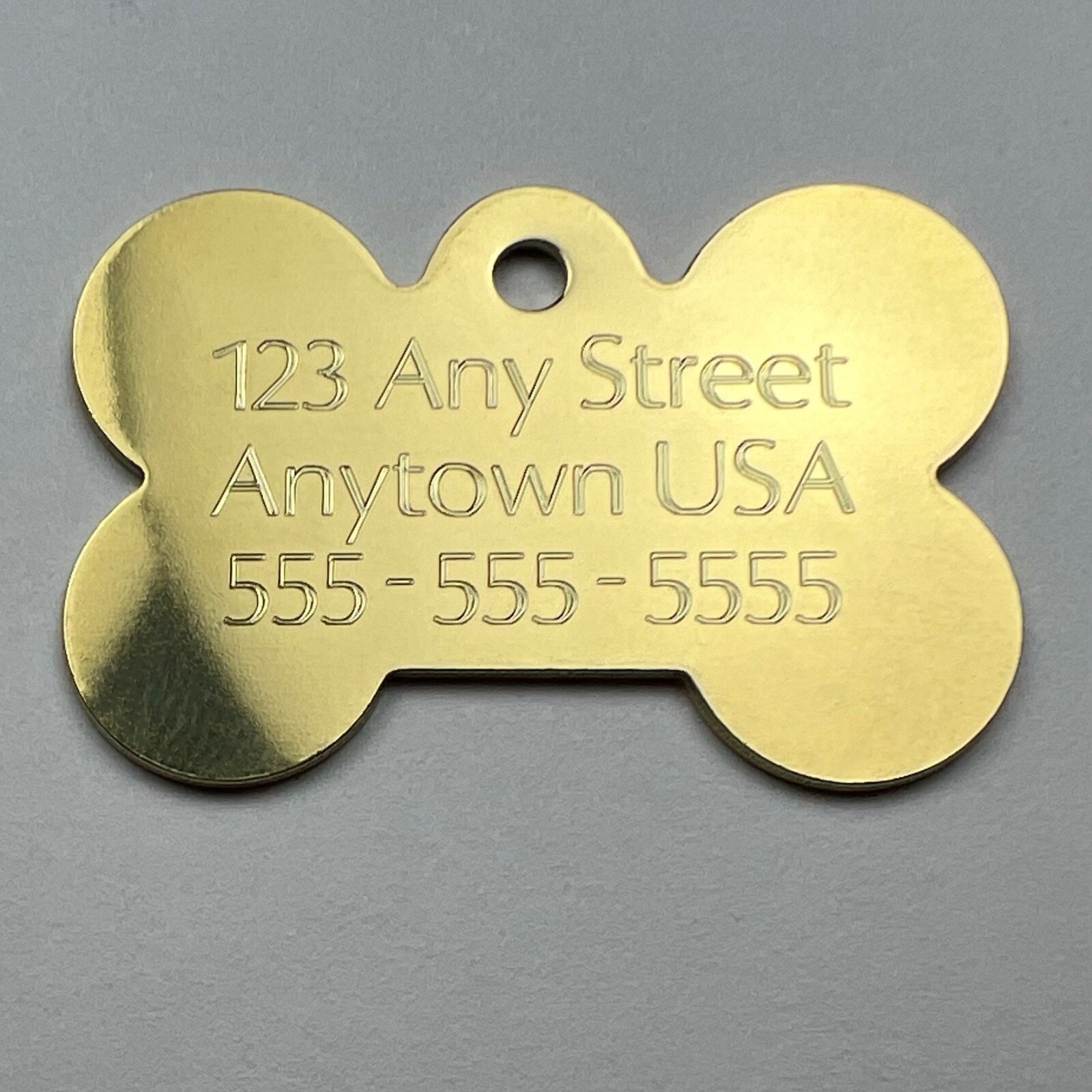 Custom Engraved Dog Tags Personalized Dog Collar Pet Tags Bone Pet NATURAL BRASS