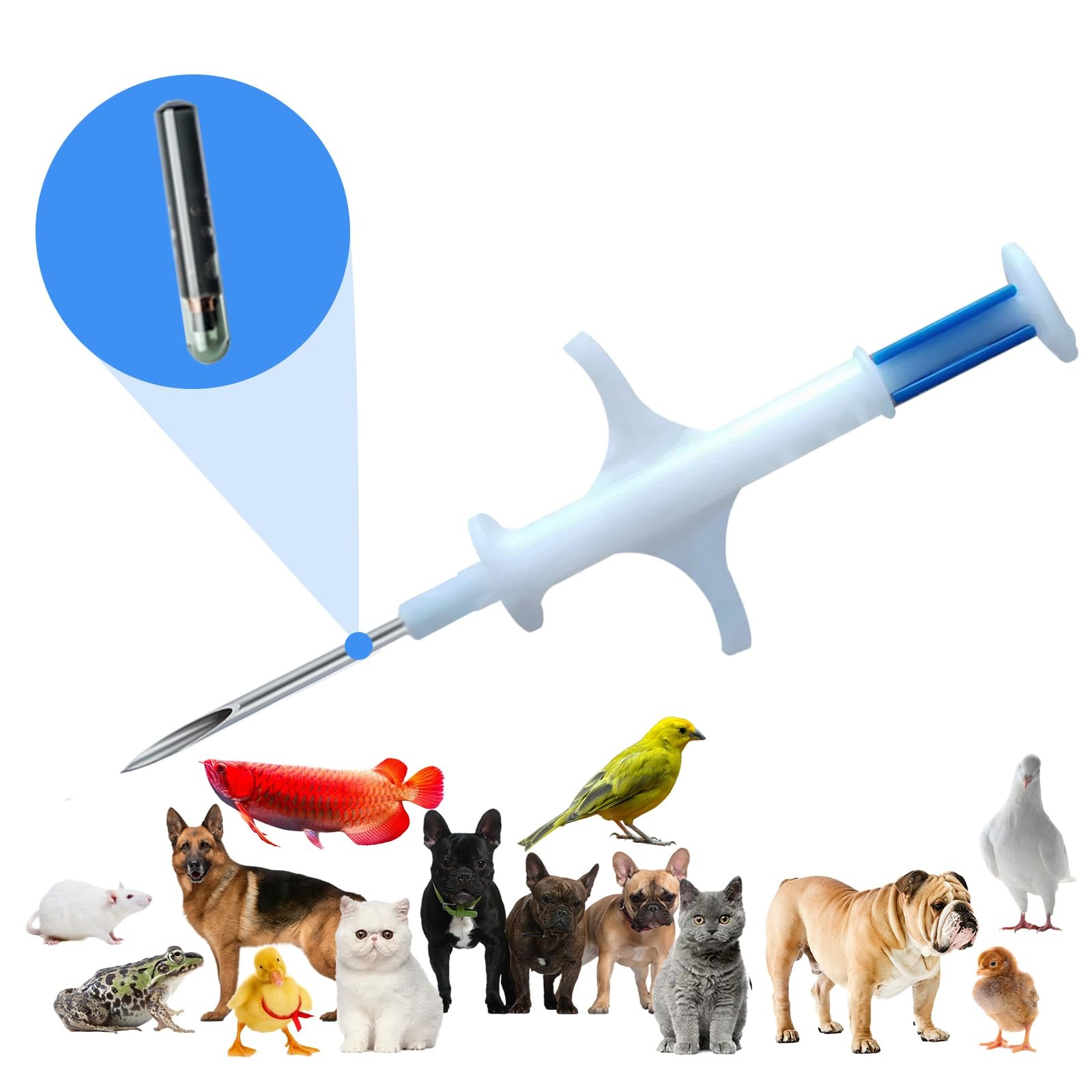 5 PCS 1.4x8mm Small Pet ID Microchip Dog Cat ISO 11784/5 134.2Khz 15 Digit