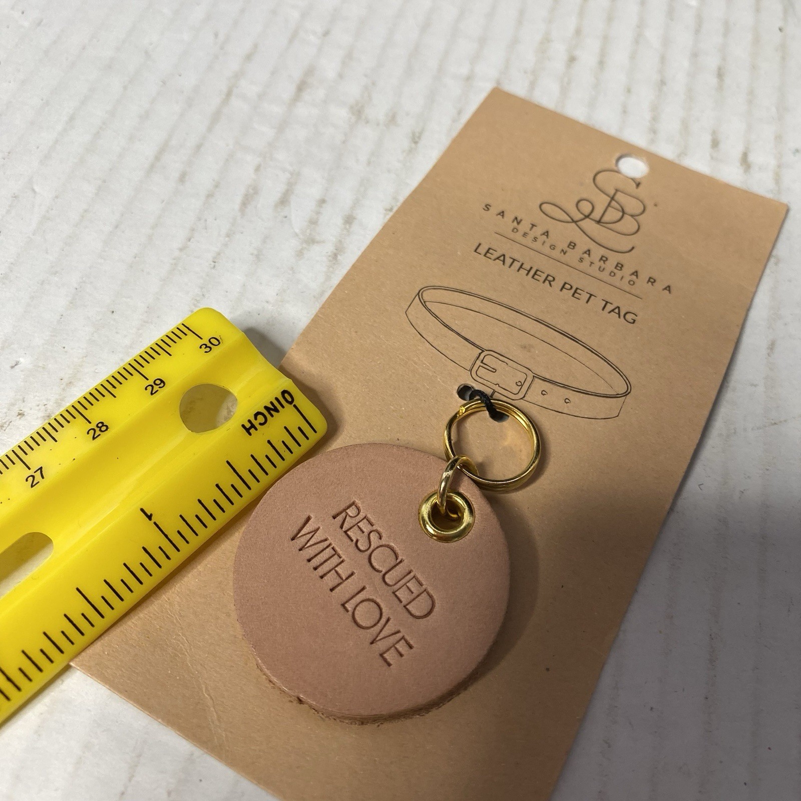 Rescued With Love Leather Pet Tag Dog Cat Animal