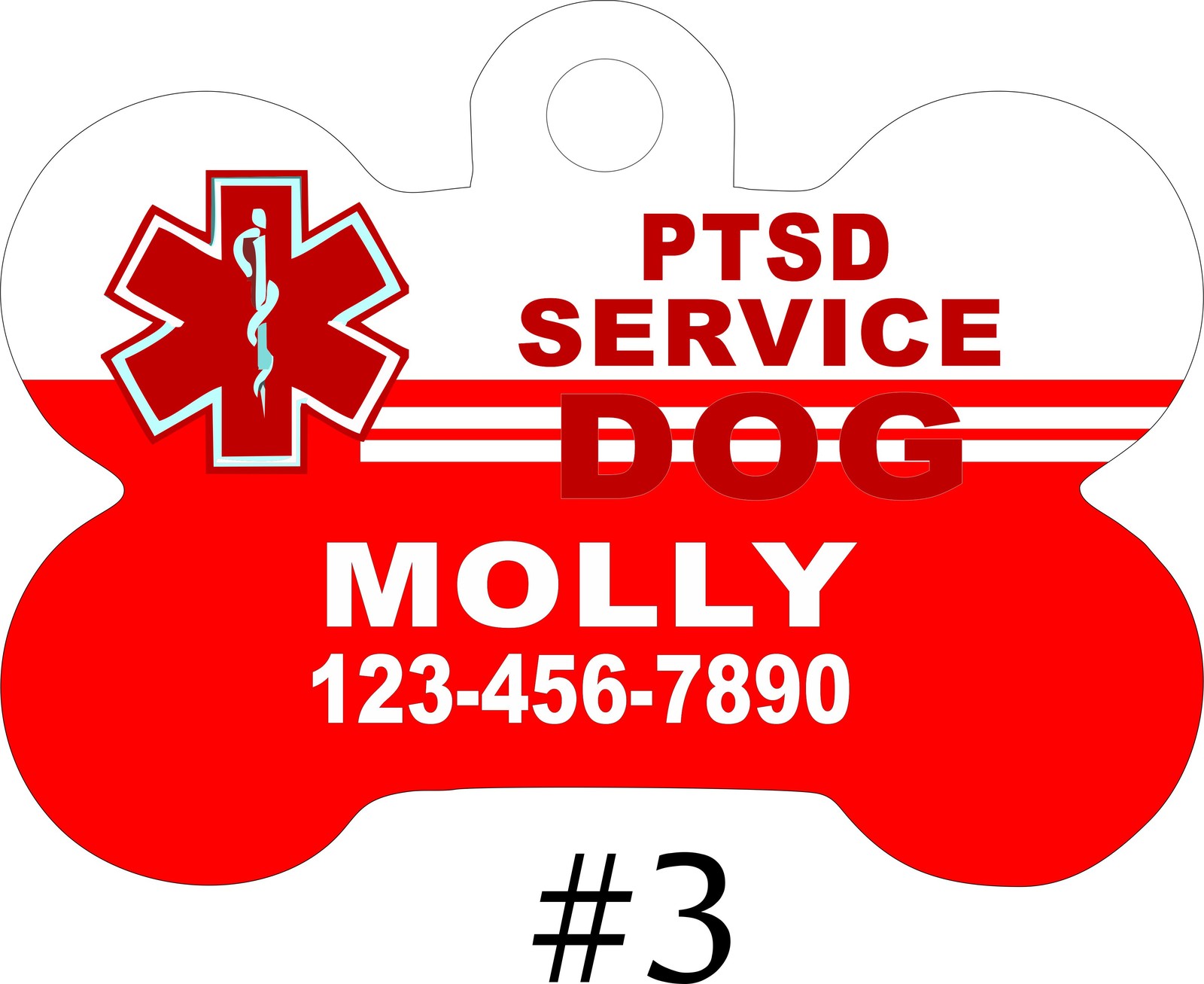 CUSTOM PERSONALIZED PET TAG ID DOG BONE Unique Tag SERVICE, PTSD, SEIZURE, MEDIC