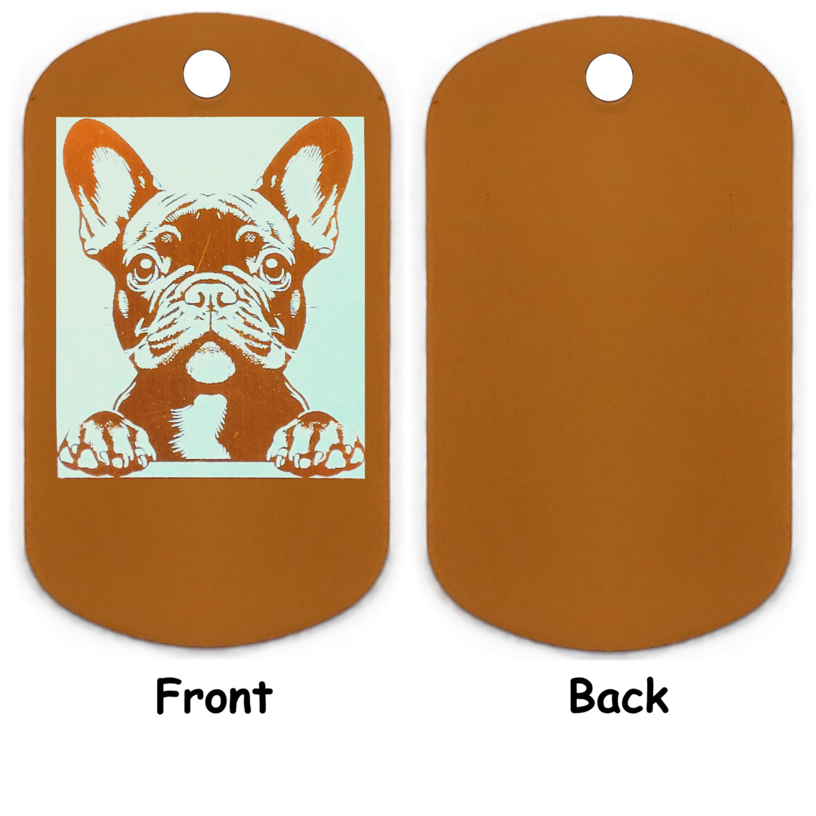 Rectangular Personalized French Bulldog ID Tag – Dog Name Tag for Pet Collar
