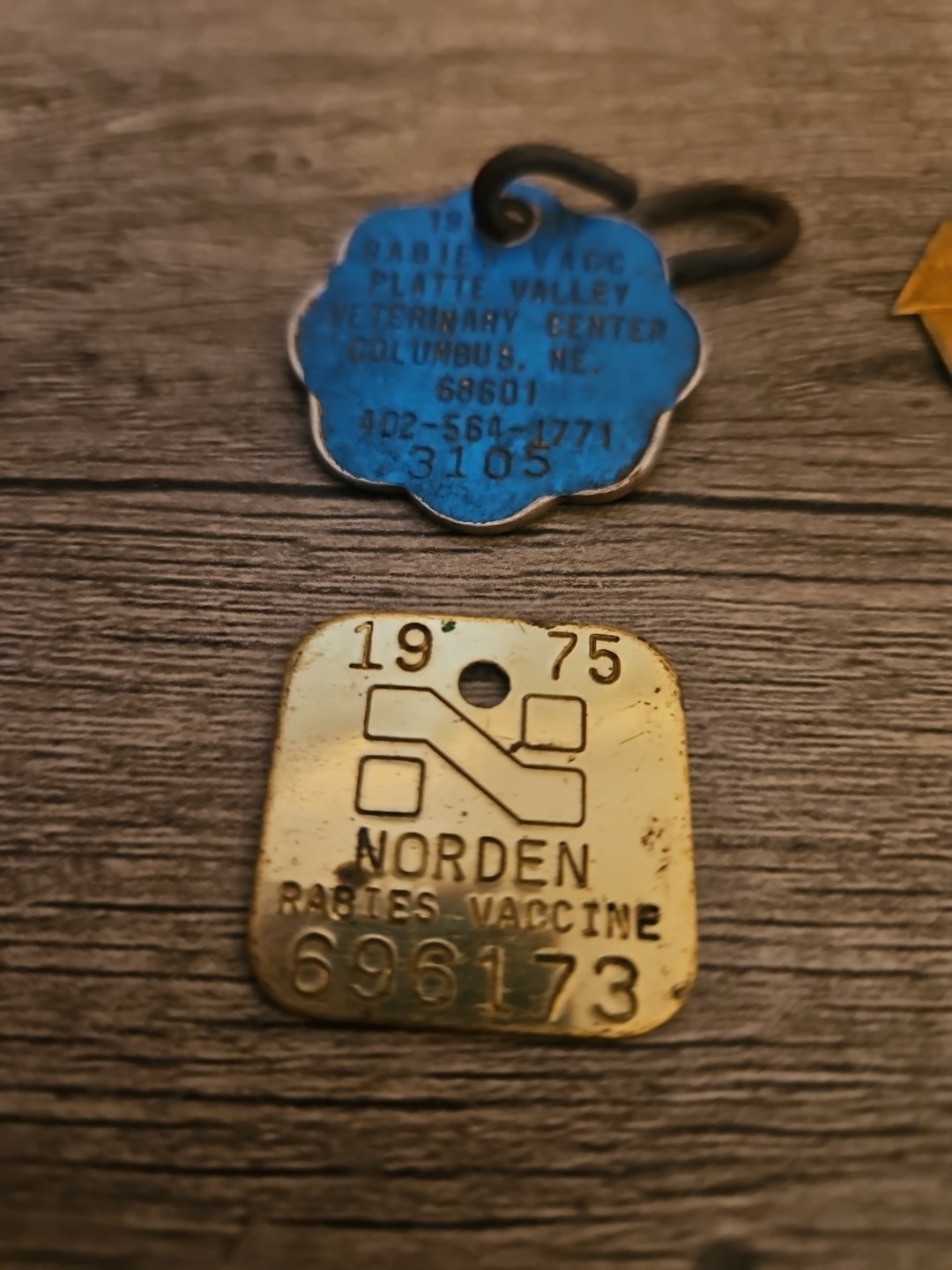 Assorted Nebraska Vintage Dog License and Rabies Tags Lot Of 6 1943-1993