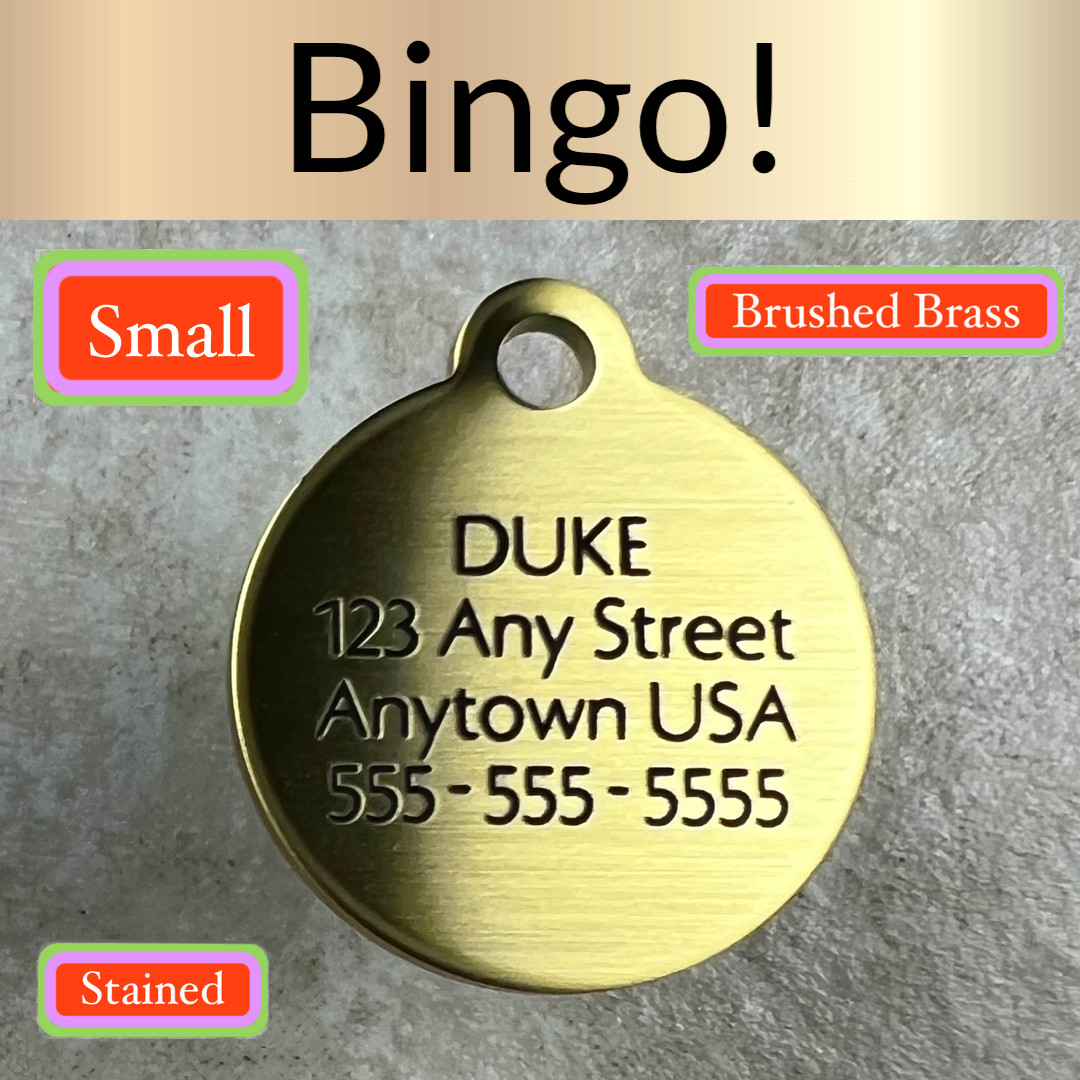 Custom Engraved Dog Tags Personalized Dog Collar PET TAGS Engraved SMALL BRASS