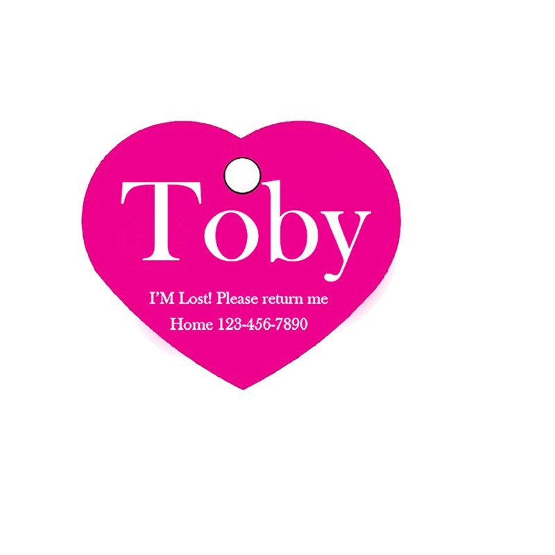 Custom Heart Aluminum Pet ID Tag Engraved Placa Corazon Perro Gato 2 Sizes USA