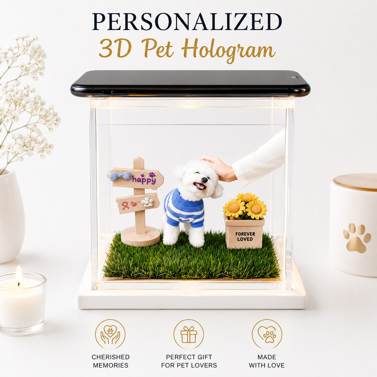 Pet Holographic Digital House | Pet Memorial Ornaments | Pet Lover Gift