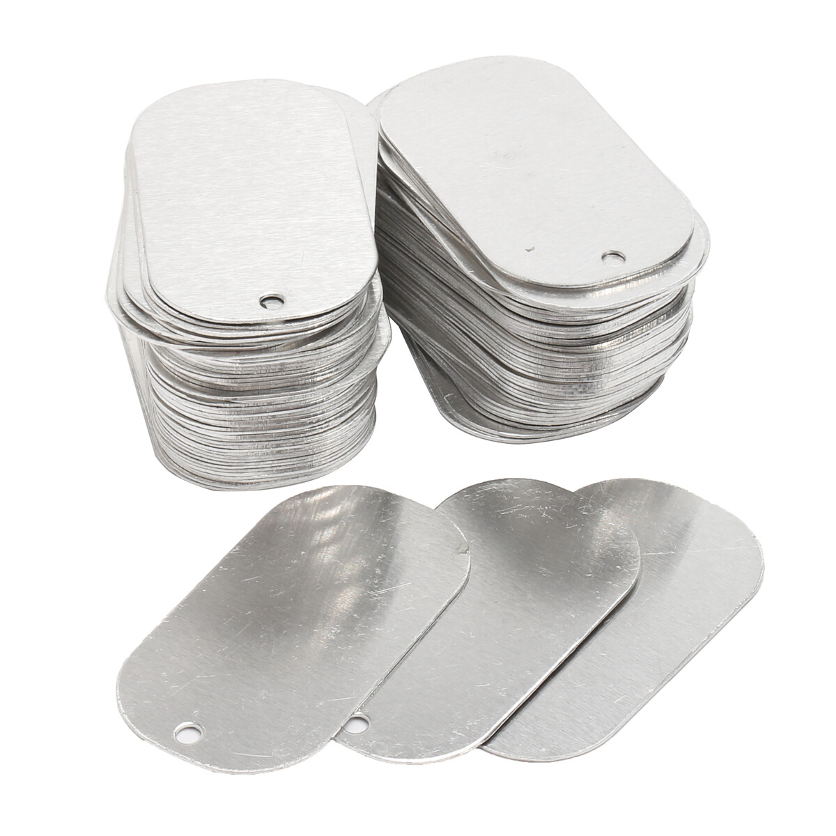 100Pcs Gloss Silver Aluminum 1-1/8″x2″ Dog Tag Blank Personalised ID Pet Name