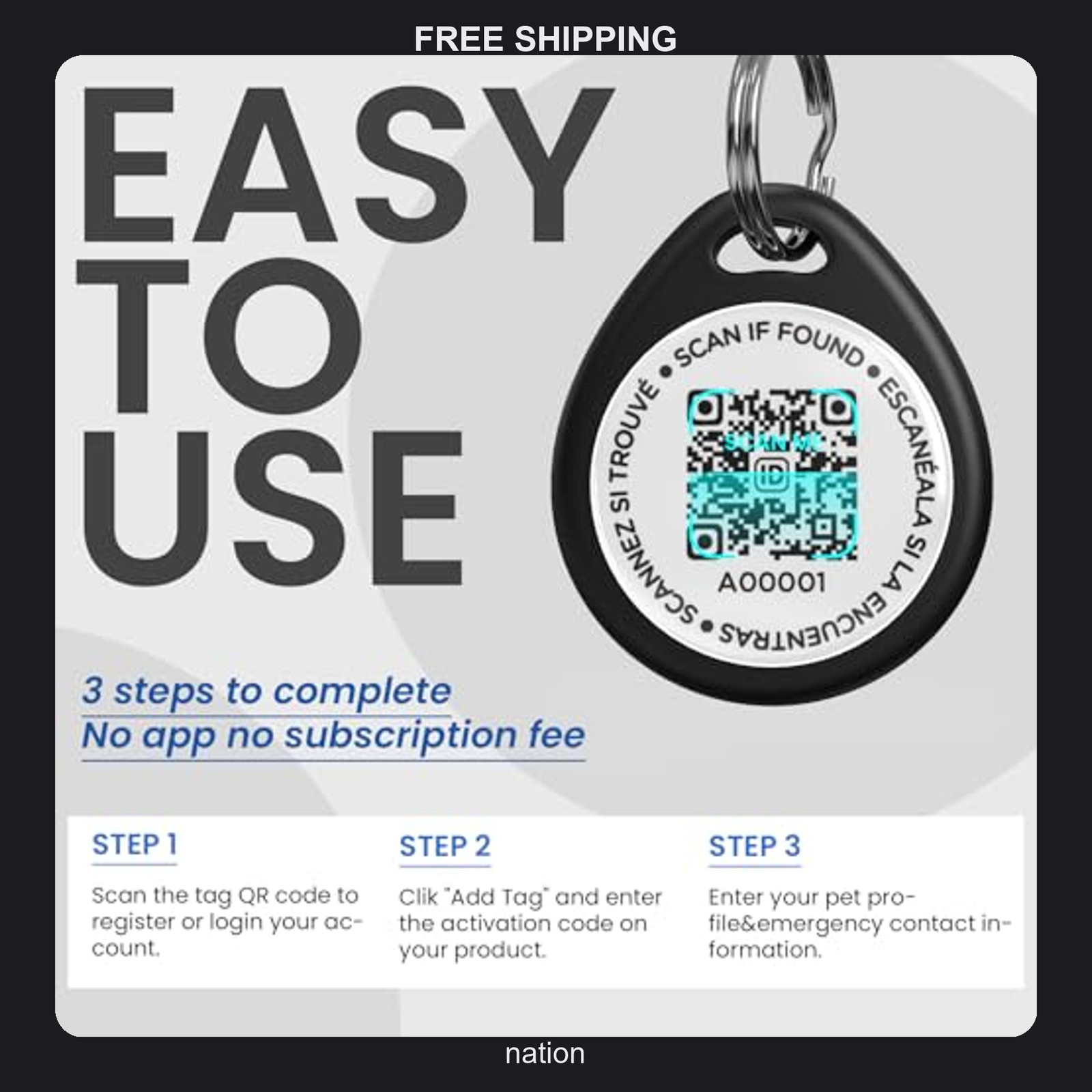 Personalized Dog QR Code ID Tag for Large and Medium Dogs