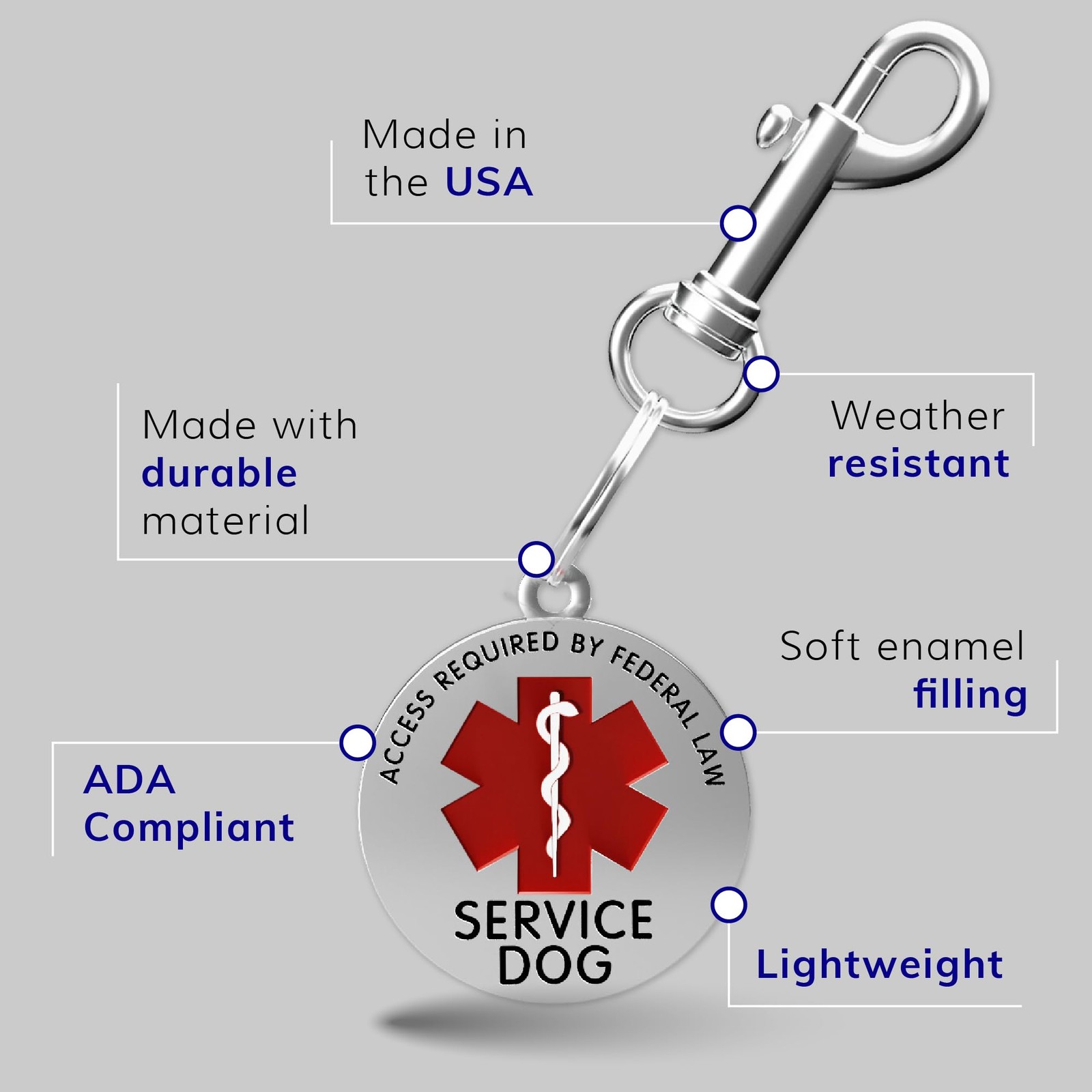 ActiveDogs Service Dog ID – Medical Alert Tag for Collar, Vest or Harness – D…