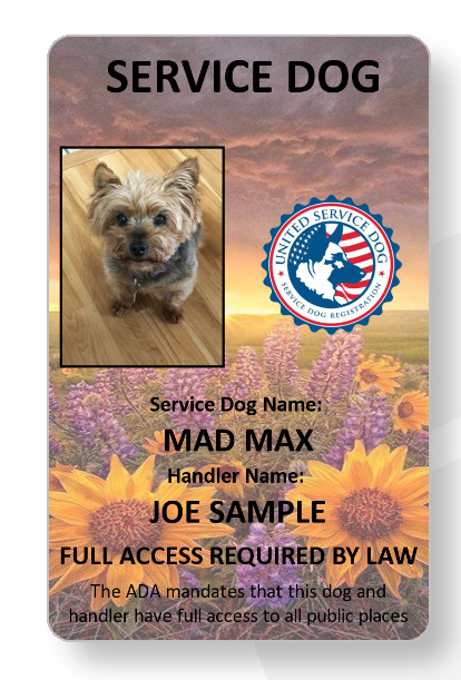 Flower sunset theme Service Dog/Emotional support/Therapy Dog ID card