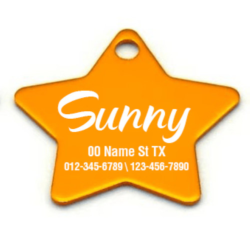 Custom Star Aluminum Pet ID Tag Engraved Placa Estrella Perro Gato 2 Sizes USA