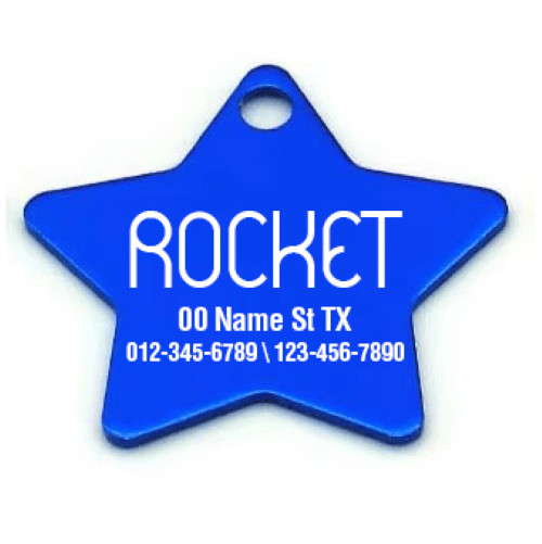 Custom Star Aluminum Pet ID Tag Engraved Placa Estrella Perro Gato 2 Sizes USA
