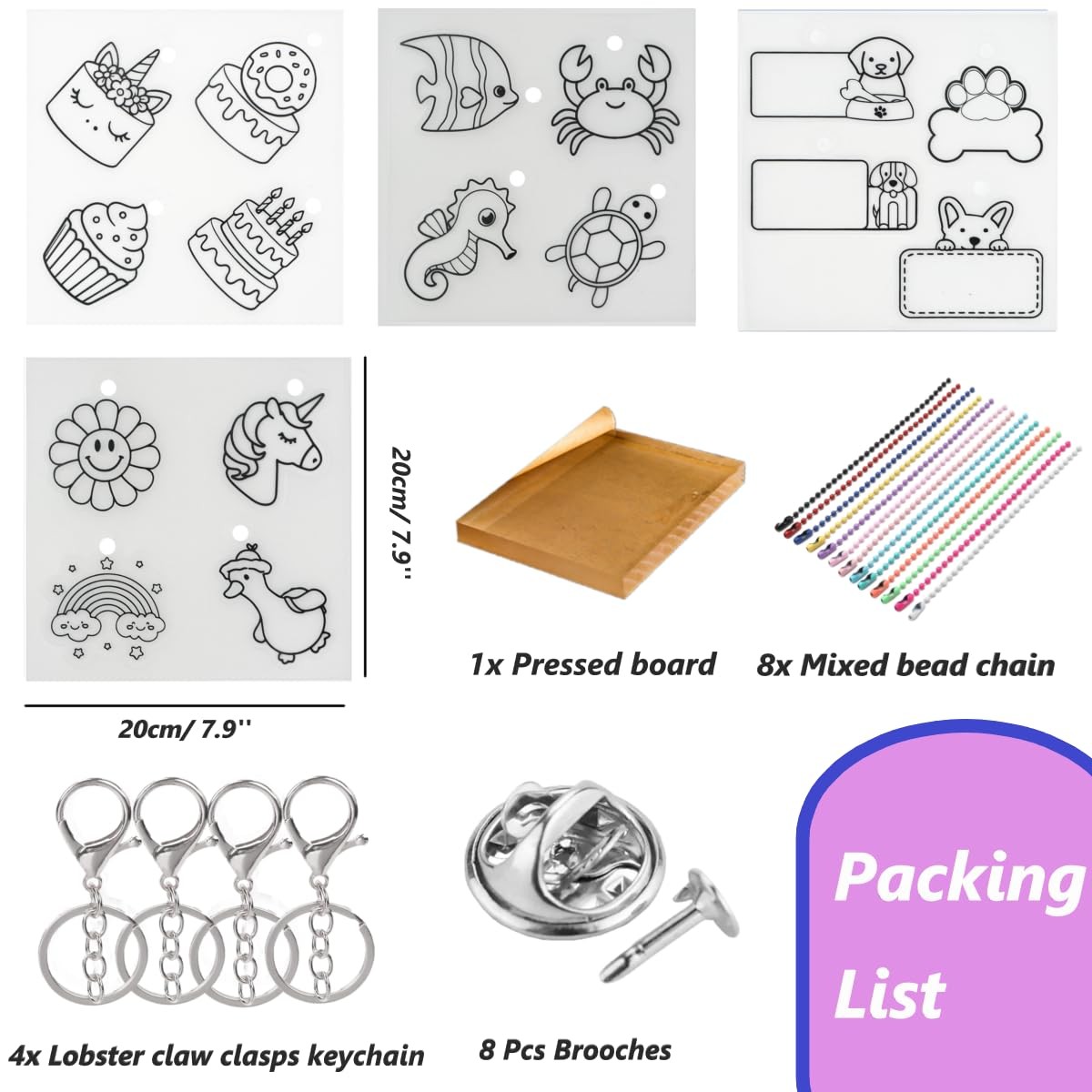 37Pcs Shrinky Dink Sheets Kits for Dog ID Tags, 4 Plastic White