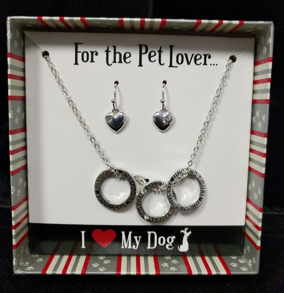 Pawsitively Spoiled NIB For I Love My Dog Necklace And Heart Earrings Lot C4-9