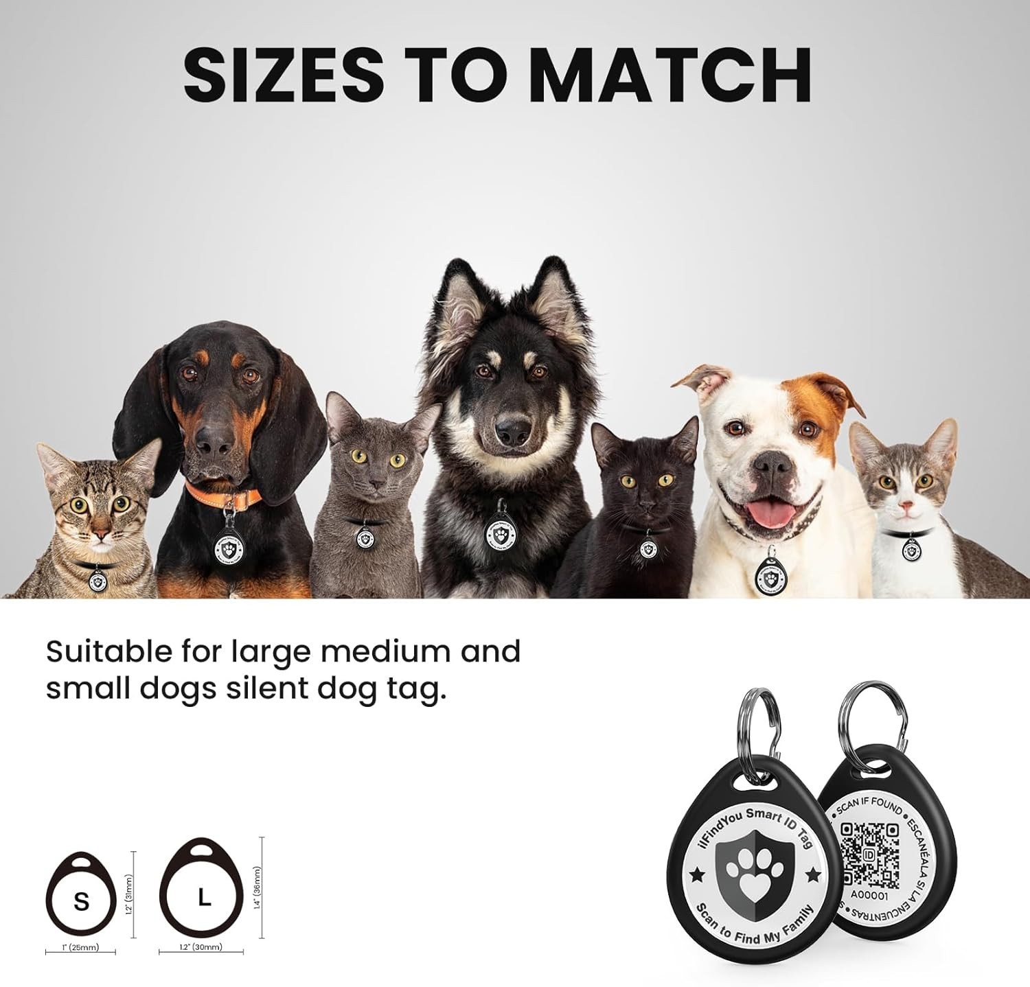 Durable Black QR Code Dog Tags – Real-Time Location Alerts & Emergency Info