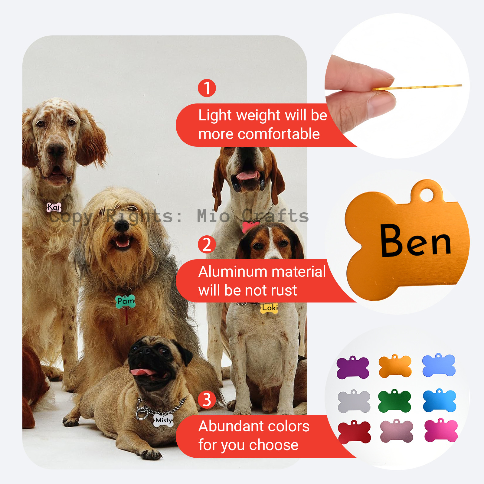 Custom Engraved Personalized Dog Pet tags Engraved ID Dog Cat Tag BOTH SIDES